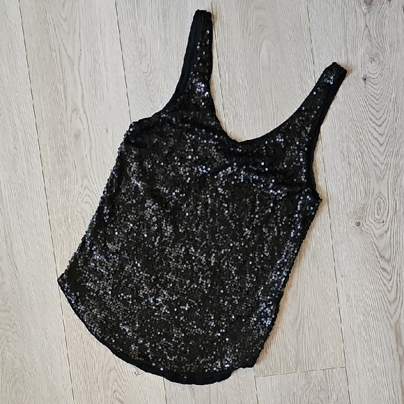 Talula Black Sequin Tank, XS - Picture 1 of 16